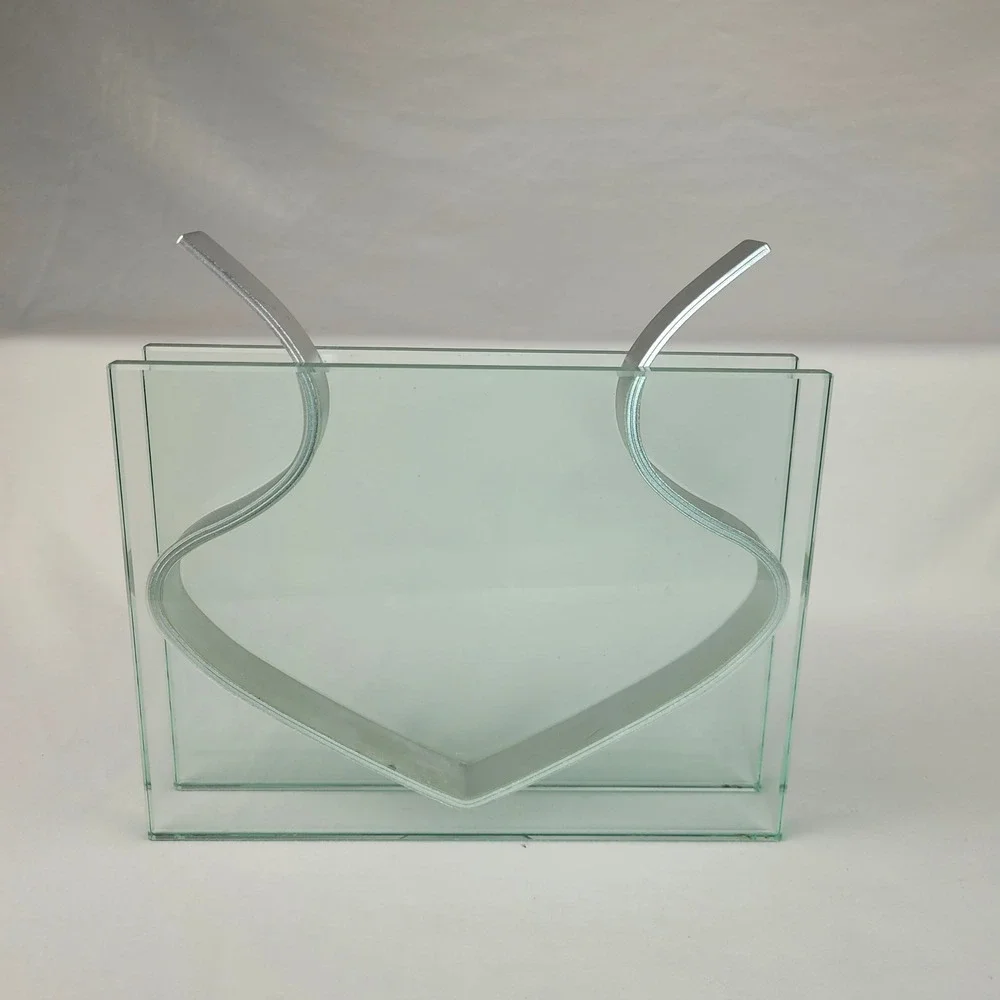 Peter Hewitt MoMA Square Ribbon Vase Glass Anodized Aluminum Modernist Decor
